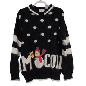 Vintage Palm Springs Yacht Club I'm Cold Sweater Womens Size 22W Black Snowman